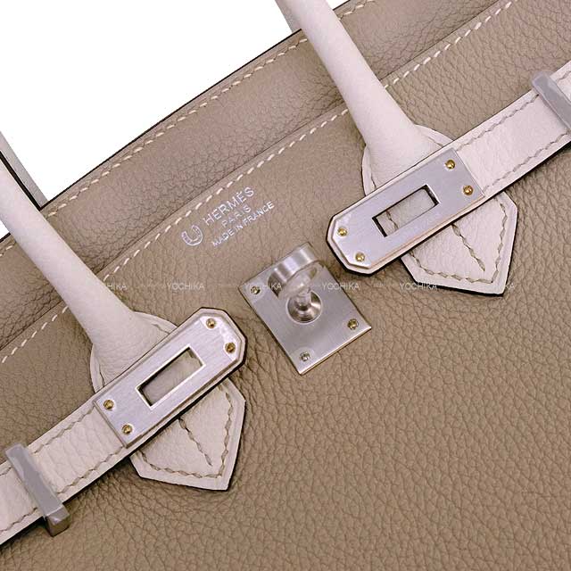 HERMES Handbag Birkin25 Special Order HSS Cheval Stamp Gris Tourterelle/Craie Veau Togo Mat Silver HW Stamp Ｂ[BRAND NEW][Authentic]