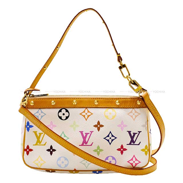 [Pre-loved] LOUIS VUITTON pochette Accessoire with shoulder strap Blanc (White) Monogram Multicolore Gold HW M92649[LIKE NEW][Authentic]