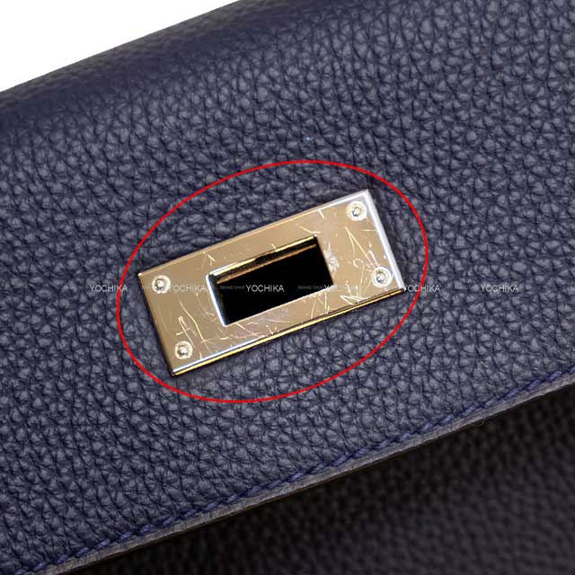 [Pre-loved] HERMES Shoulder bag Kelly28 Retourne Bleu Nuit Veau Jonathan Silver HW Stamp A[LIKE NEW][Authentic]