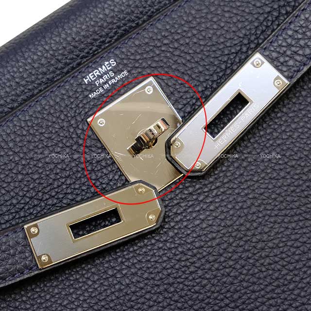 [Pre-loved] HERMES Shoulder bag Kelly28 Retourne Bleu Nuit Veau Jonathan Silver HW Stamp A[LIKE NEW][Authentic]