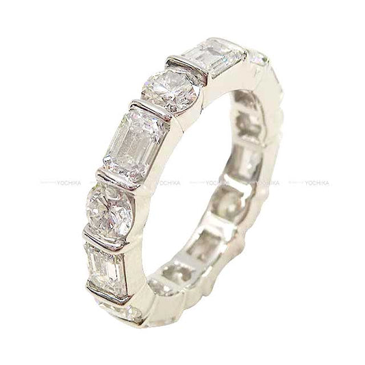 [Pre-loved] HARRY WINSTON ring Round Emerald Cut Bar set Full Eternity Silver PT950/Diamond #48[LIKE NEW][Authentic]