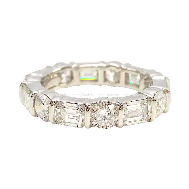 [Pre-loved] HARRY WINSTON ring Round Emerald Cut Bar set Full Eternity Silver PT950/Diamond #48[LIKE NEW][Authentic]