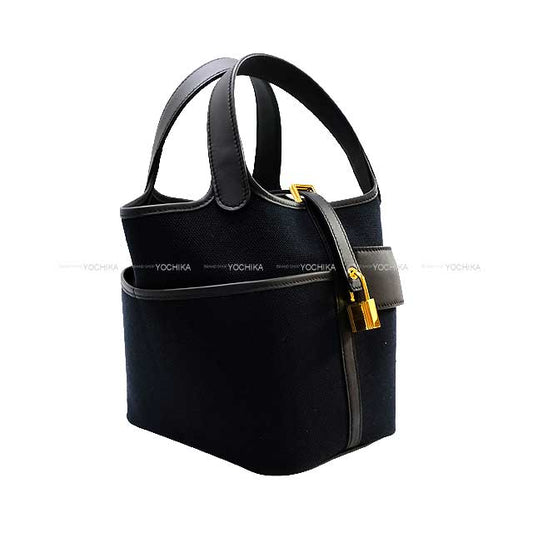 HERMES Handbag Picotin Lock 18 PM Cargo Pockets Noir (Black) Toile Goeland/Veau Swift Gold HW Stamp W[BRAND NEW][Authentic]