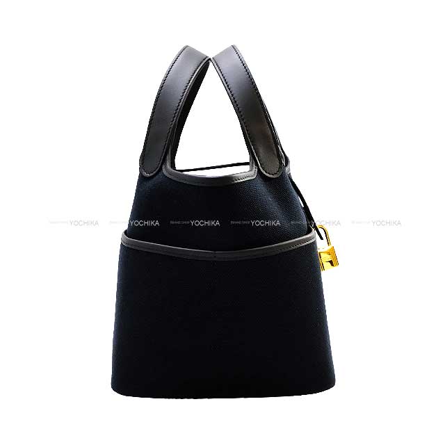 HERMES Handbag Picotin Lock 18 PM Cargo Pockets Noir (Black) Toile Goeland/Veau Swift Gold HW Stamp W[BRAND NEW][Authentic]