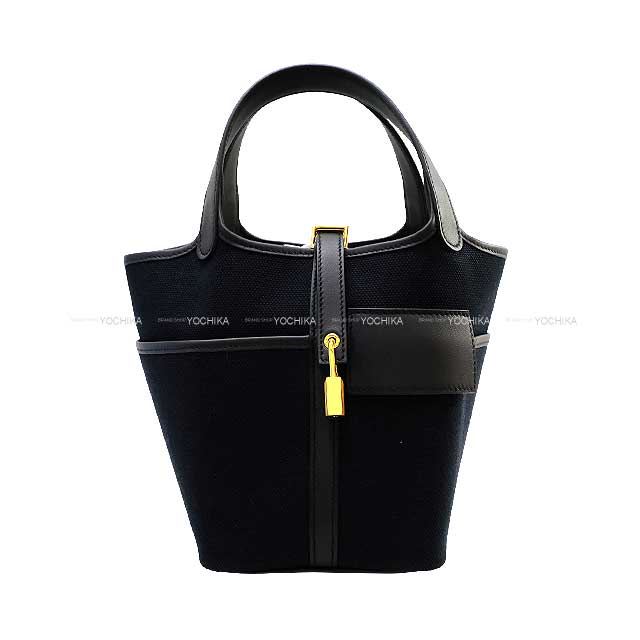 HERMES Handbag Picotin Lock 18 PM Cargo Pockets Noir (Black) Toile Goeland/Veau Swift Gold HW Stamp W[BRAND NEW][Authentic]