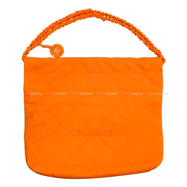 2024SS CHANEL Handbag Chanel 22 Matelasse with Medal charm Small Hobo Orange Matte Orange Fittings AS3260[ALMOST NEW][Authentic]