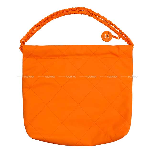 2024SS CHANEL Handbag Chanel 22 Matelasse with Medal charm Small Hobo Orange Matte Orange Fittings AS3260[ALMOST NEW][Authentic]