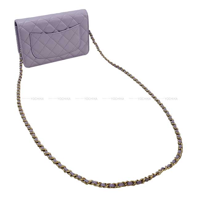 CHANEL Wallet chain Matelasse Coco Mark lilac Graind Calf(Caviarskin) Champagne Gold HW AP3395[BRAND NEW][Authentic]