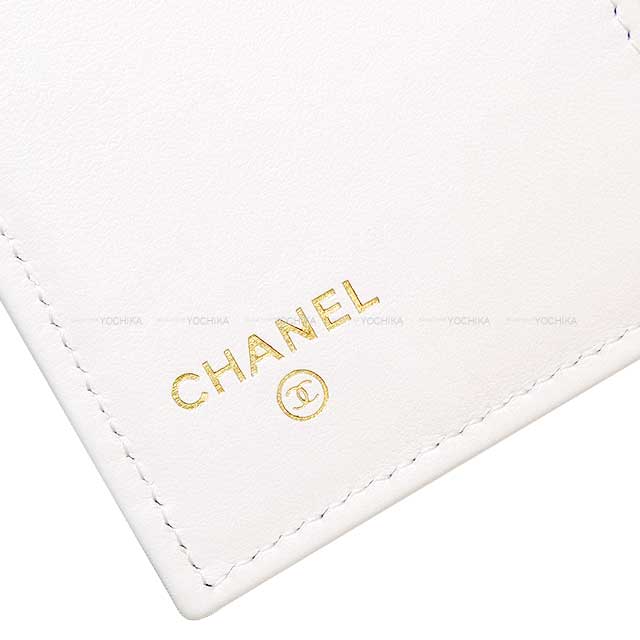 CHANEL card holder Matelasse COCO Flag Print Blanc (White)/Beige/Noir (Black) Graind Calf(Caviarskin) Champagne Gold HW AP3141[BRAND NEW][Authentic]