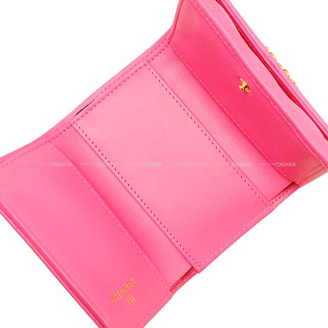 CHANEL Tri-fold wallet Chanel 19 Matelasse Chain COCO Mark Small Flap Pink Lambskin Antique Gold HW AP1789[BRAND NEW][Authentic]