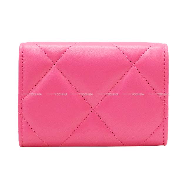 CHANEL Tri-fold wallet Chanel 19 Matelasse Chain COCO Mark Small Flap Pink Lambskin Antique Gold HW AP1789[BRAND NEW][Authentic]