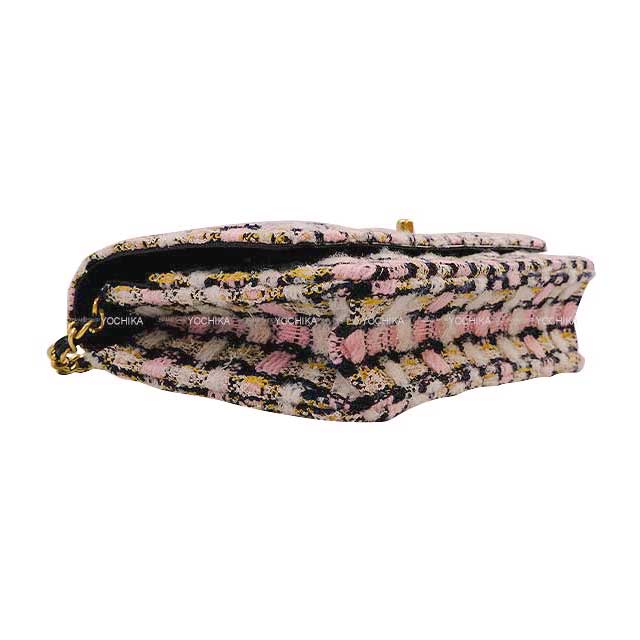 CHANEL Chain wallet Matelasse COCO mark Ball adjuster Pink/Black/Malti color Tweed/Lambskin Antipue Matte Gold Hardware AP3071[BRAND NEW][Authentic]