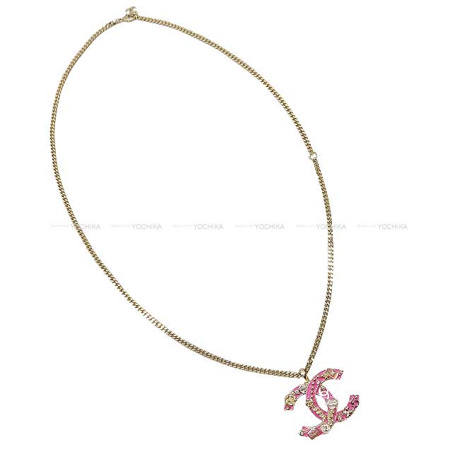 CHANEL necklace Big Coco mark Camellia Matelasse Iconic with Charm Pink Champagne Gold HW ABD325[BRAND NEW][Authentic]