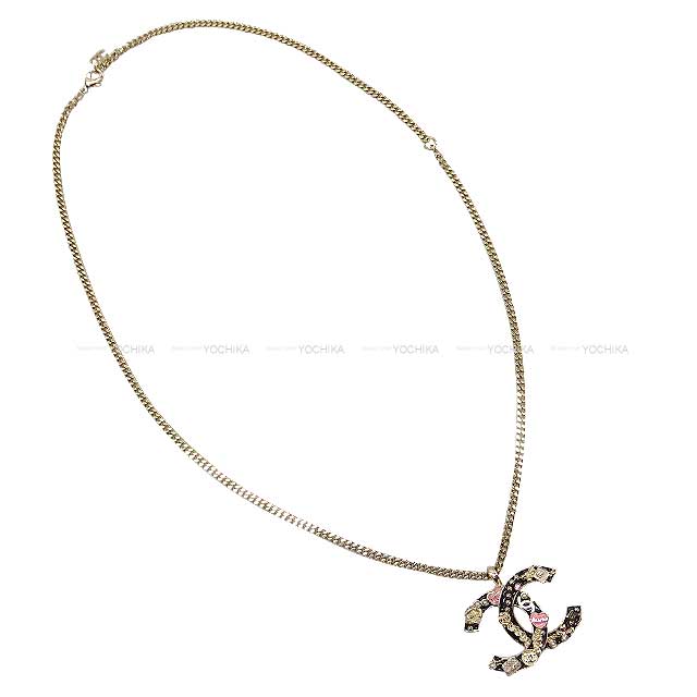 CHANEL necklace Big Coco mark Camellia Matelasse Iconic with Charm Noir (Black) Champagne Gold HW ABD325[BRAND NEW][Authentic]