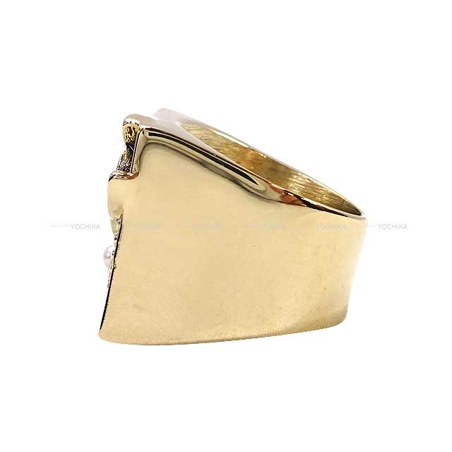 CHANEL ring Rhinestone Coco mark Camellia Perfume Square #53 Noir (Black)/Pink #53 Champagne Gold HW ABD351[BRAND NEW][Authentic]