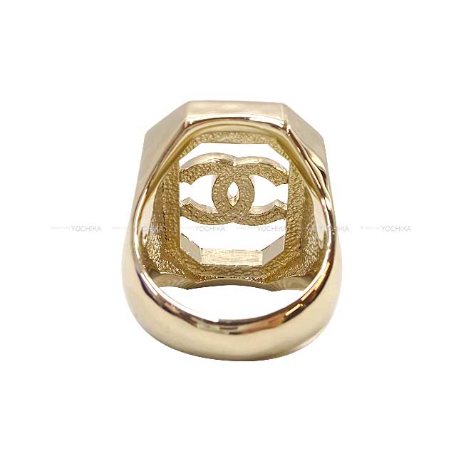 CHANEL ring Rhinestone Coco mark Octagon #51.5 Champagne Gold HW[BRAND NEW][Authentic]