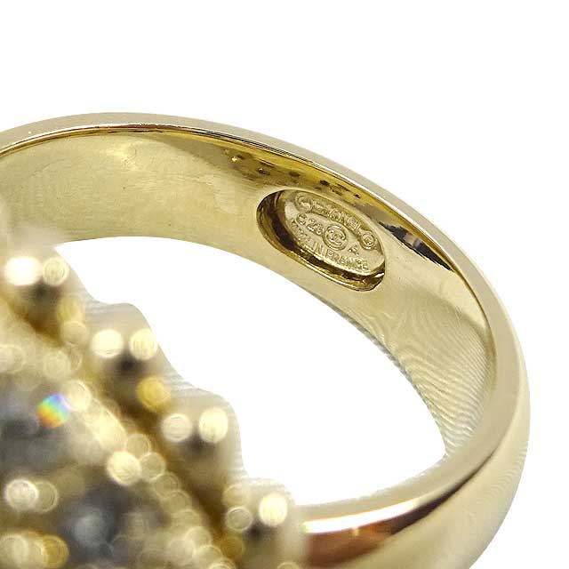 CHANEL ring Rhinestone Coco mark Pearl dome Gold #52 Champagne Gold HW[EXCELLENT][Authentic]
