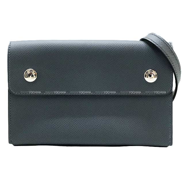 HERMES long wallet Hermesnap To Go Gris Misty Veau Epsom Silver HW Stamp K[BRAND NEW][Authentic]