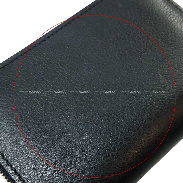 [Pre-loved] HERMES card holder Zip-Ango Compact Chaine d Angle Noir (Black) Ever Grain Silver HW Stamp B[LIKE NEW][Authentic]