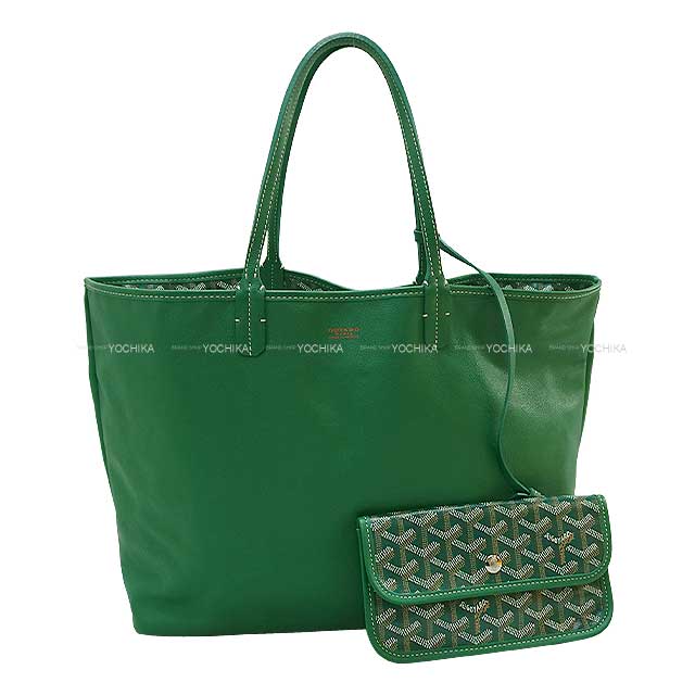 [Pre-loved] GOYARD tote bag SAC ANJOU PM Reversible Bag Green PVC coated canvas/Calf skin Silver HW[LIKE NEW][Authentic]