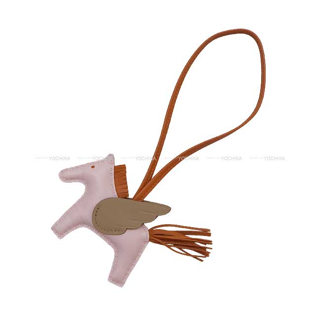 HERMES bag charm Rodeo Pegasus PM Mauve Pale/Beige Marfa/Pain d'Epice Agneau Milo/Veau Swift Stamp B[EXCELLENT][Authentic]