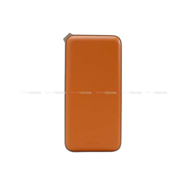 HERMES Portable battery charger Wort H maxi Orange Veau Swift Aluminum[EXCELLENT][Authentic]