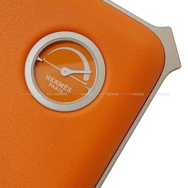 HERMES Portable battery charger Wort H maxi Orange Veau Swift Aluminum[EXCELLENT][Authentic]