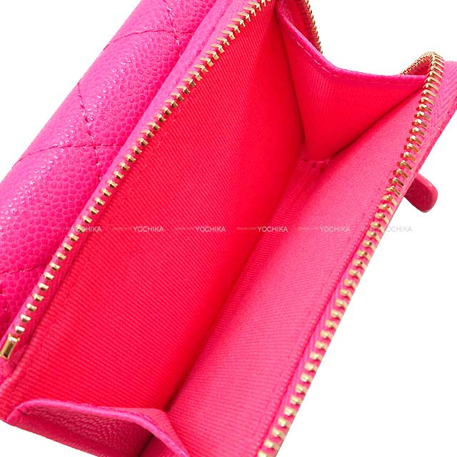 CHANEL Tri-fold wallet Timeless Classic Pink Graind Calf(Caviarskin) Champagne Gold HW AP3177[BRAND NEW][Authentic]