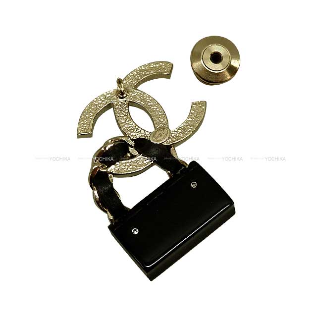 2023 Cruise CHANEL broach COCO mark matelass chain pin with bag motif Noir (Black) Champagne Gold HW ABA012[EXCELLENT][Authentic]