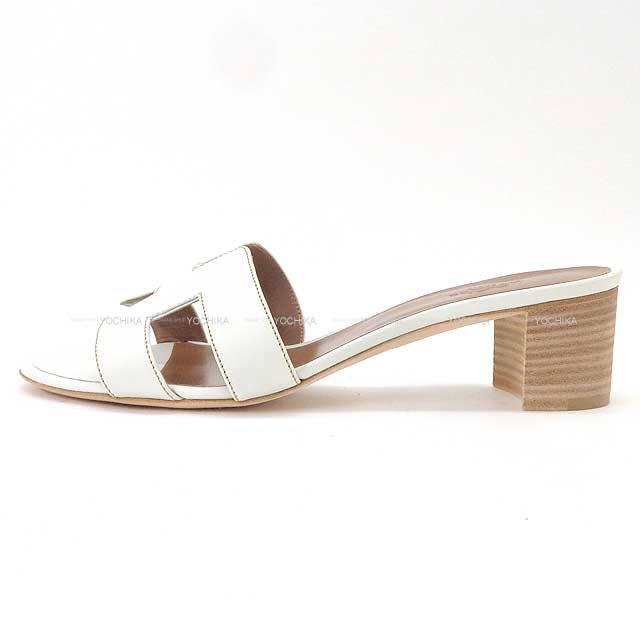 HERMES sandals H-motif Heel OASIS #36 Blanc (White) Calf[EXCELLENT][Authentic]