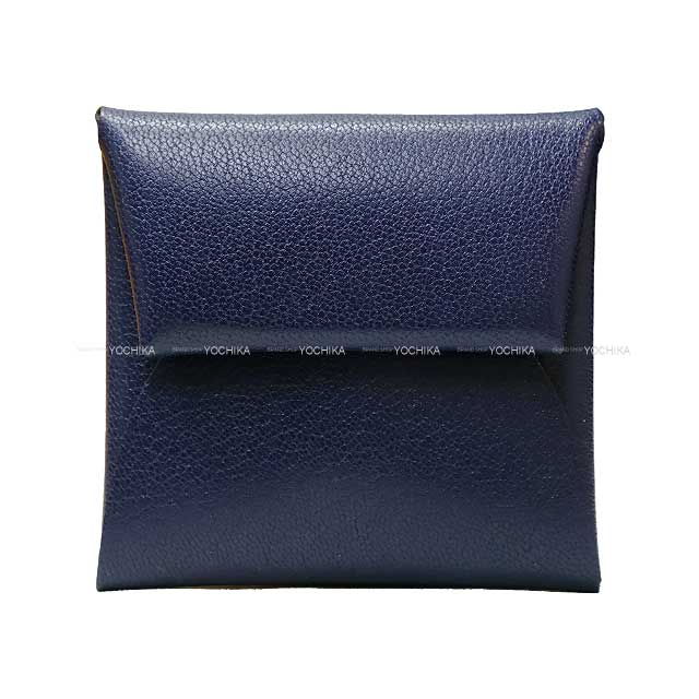 HERMES change purse Bastia Bleu Saphir Chevre Chamkila Silver HW Stamp B[BRAND NEW][Authentic]