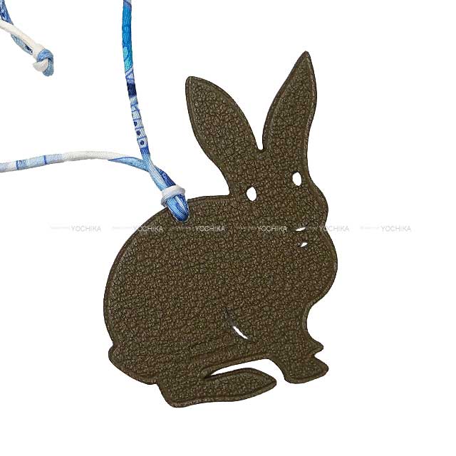 HERMES bag charm petit H Rabbit Gris Tourterelle/Vert Olive Veau Togo/Chevre Myzore[BRAND NEW][Authentic]