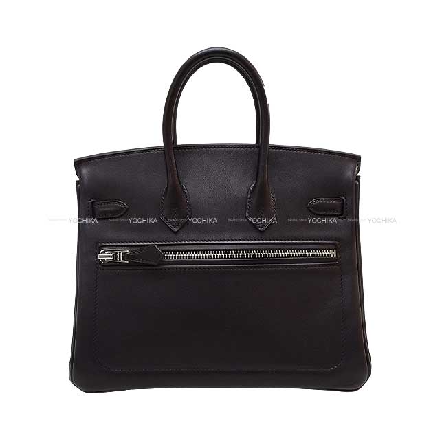 HERMES Handbag Birkin25 Rock Noir (Black) Veau Volupto Silver HW Stamp W[BRAND NEW][Authentic]