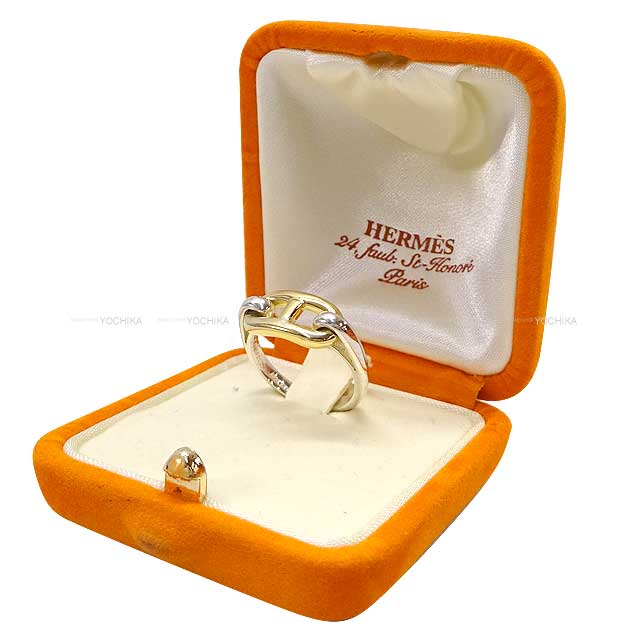 [Pre-loved] HERMES ring Vintage Chaine D'ancre combination #54 Silver925 (SV925 Ag925) /K18イエローゴールド[LIKE NEW][Authentic]