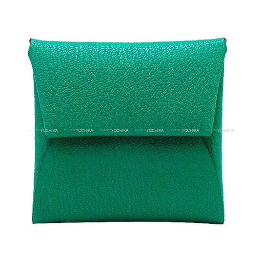 HERMES change purse Bastia Verso Vert Jade/Blue brume  Chevre Myzore Silver HW Stamp Z[EXCELLENT][Authentic]