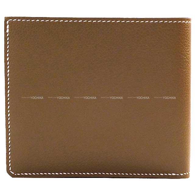 HERMES Bi-fold wallet H Sellier Compact Bias H Etoupe Evercolor Stamp B[EXCELLENT][Authentic]