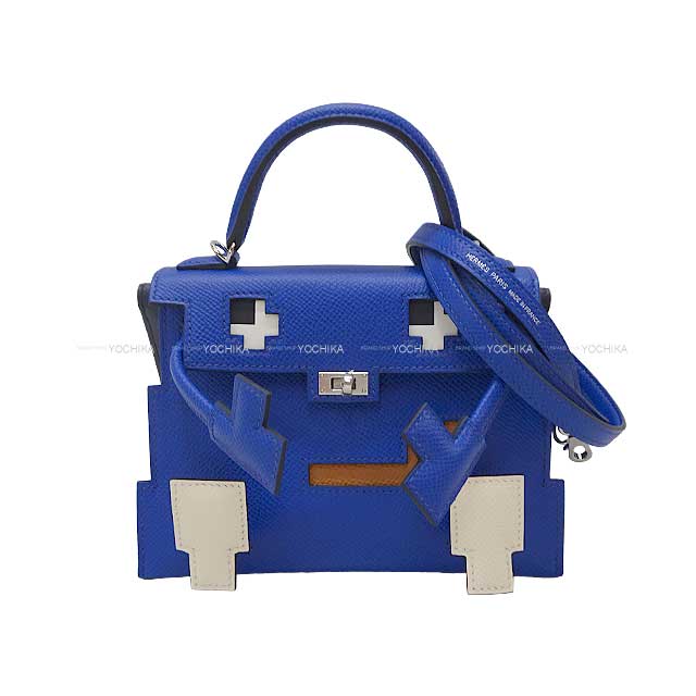 HERMES Shoulder bag Kerry Doll Pictet Bleu Royal/Nata/Gold/Blue Indigo Veau Epsom Silver HW Stamp U[EXCELLENT][Authentic]