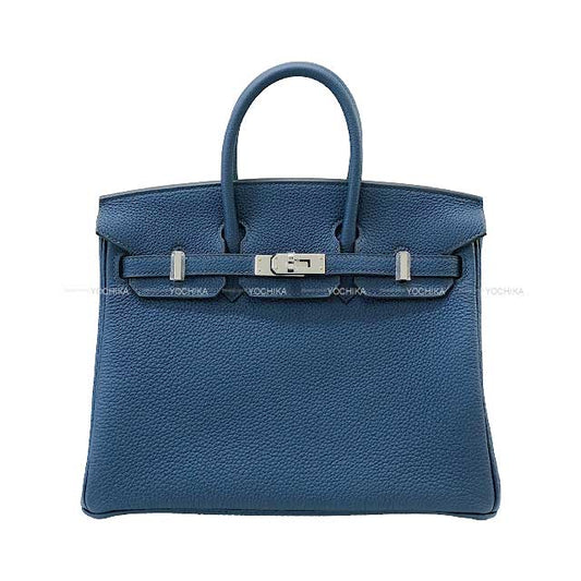 HERMES Handbag Birkin25 Bleu de Prusse Veau Togo Silver HW Stamp W[BRAND NEW][Authentic]