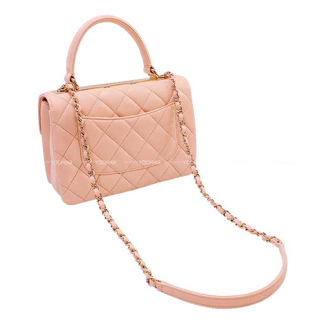 [Pre-loved] CHANEL Shoulder bag MATELASSE Coco Mark Top Handle Logo Plate Baby pink Lambskin Gold HW A92236[USED SA][Authentic]