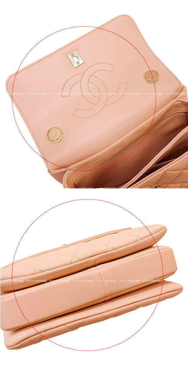 [Pre-loved] CHANEL Shoulder bag MATELASSE Coco Mark Top Handle Logo Plate Baby pink Lambskin Gold HW A92236[USED SA][Authentic]