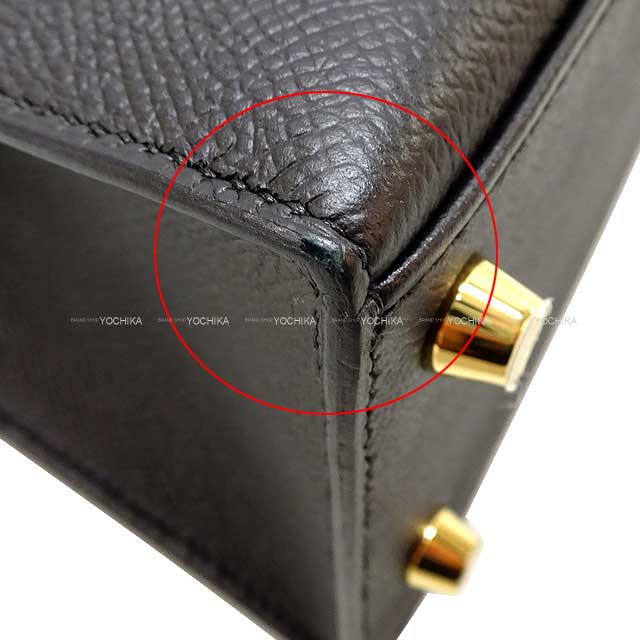 [Pre-loved] HERMES Shoulder bag Kelly25 Sellier Noir (Black) Ever Grain Gold HW Stamp Y[LIKE NEW][Authentic]