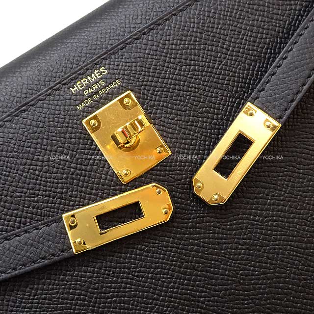 [Pre-loved] HERMES Shoulder bag Kelly25 Sellier Noir (Black) Ever Grain Gold HW Stamp Y[LIKE NEW][Authentic]