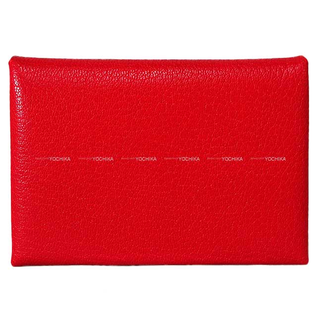 HERMES card holder Calvi Duo Rouge de Coeur Feutre(Felt) Silver HW Stamp W[BRAND NEW][Authentic]