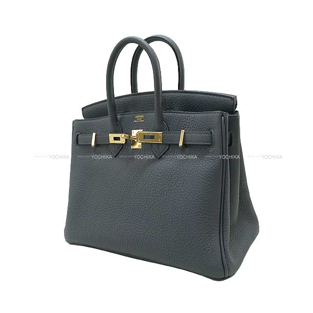 HERMES Handbag Birkin25 Gris Misty Veau Togo Champagne Gold HW Stamp W[EXCELLENT][Authentic]