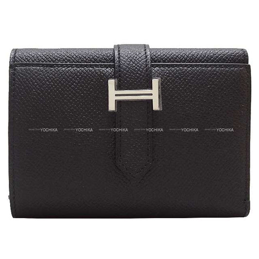 HERMES Tri-fold wallet Bearn Combine Noir (Black) Veau Epsom Silver HW Stamp W[BRAND NEW][Authentic]