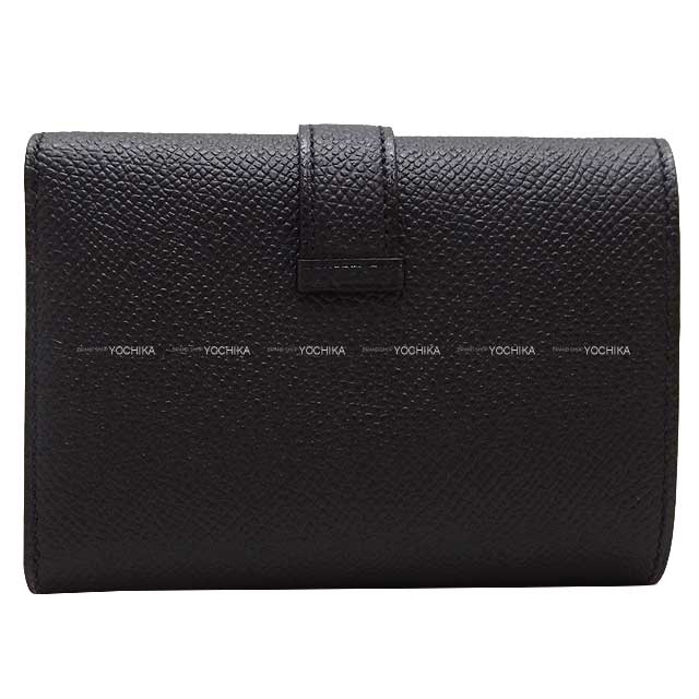 HERMES Tri-fold wallet Bearn Combine Noir (Black) Veau Epsom Silver HW Stamp W[BRAND NEW][Authentic]