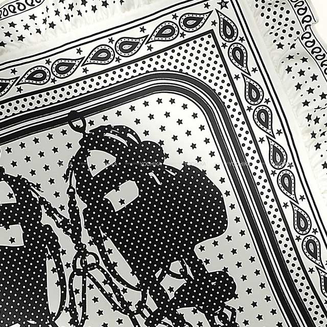 HERMES scarf Carre 70 Frilled Brides de Gala Bandana Dot Blanc (White)/Noir (Black) Silk100%[EXCELLENT][Authentic]