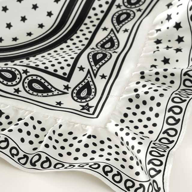 HERMES scarf Carre 70 Frilled Brides de Gala Bandana Dot Blanc (White)/Noir (Black) Silk100%[BRAND NEW][Authentic]