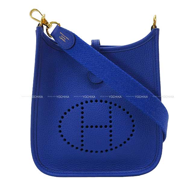 HERMES Shoulder bag Evelyne 16 TPM Bleu Royal Taurillon Clemence Gold HW Stamp U[EXCELLENT][Authentic]