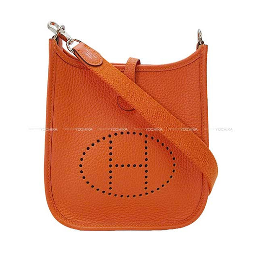 HERMES Shoulder bag Evelyne 16 TPM Feu Orange Taurillon Clemence Silver HW Stamp U[EXCELLENT][Authentic]